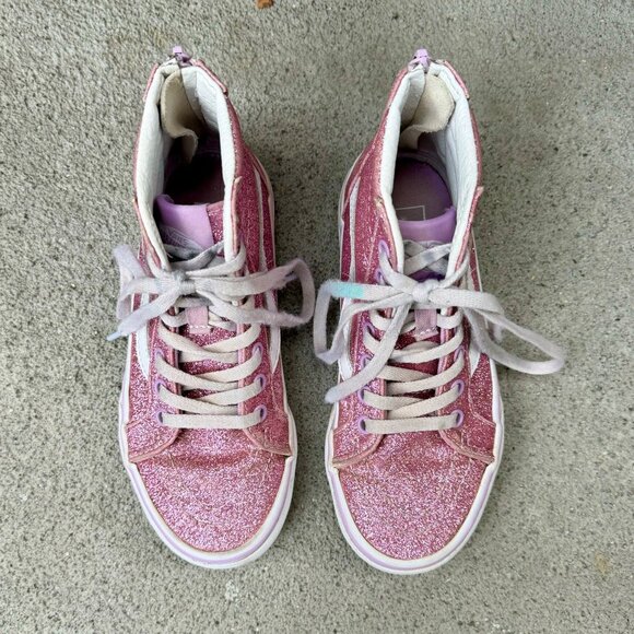 VANS Purple Glitter High-Top Sneakers Girls 13 Sk8-Hi Boots Toddler Girl VGUC - Picture 10 of 13